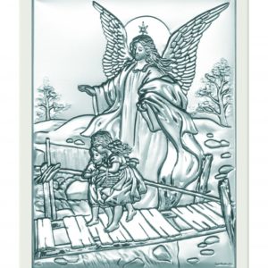 Obrazek srebrny Anioł na kładce