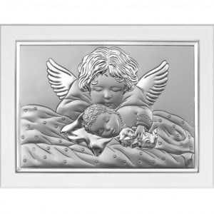 Obrazek srebrny Aniołek nad dzieciątkiem