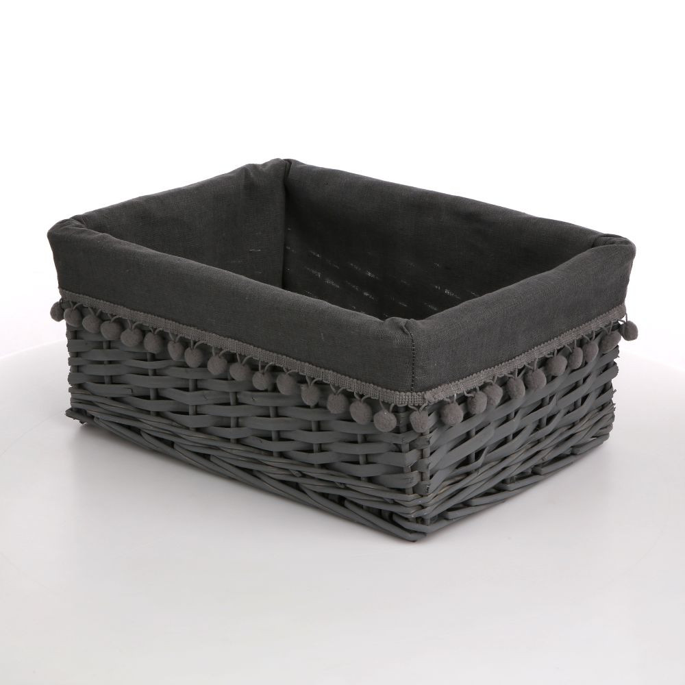 ALTOM KOSZYK Z POMPONAMI GRAFIT 36X27X16CM-0406004632